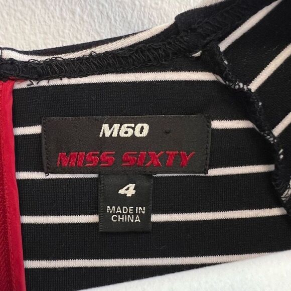 MISS SIXTY Navy White Striped Stretch A-line Midi Dress Women’s Size 4 - Picture 9 of 11